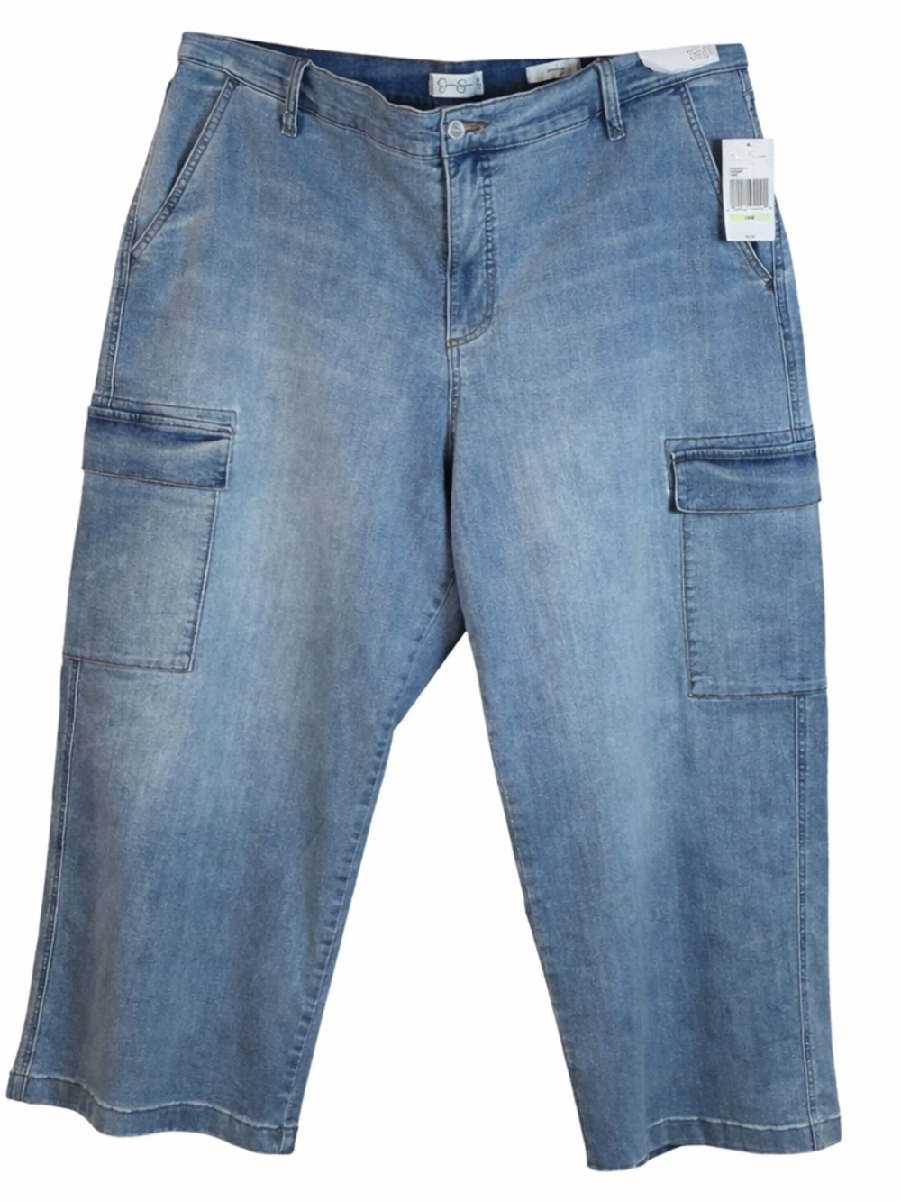 Jessica Simpson Y2K Cargo Cropped Wide Leg Jeans 18W Plus Utility Denim